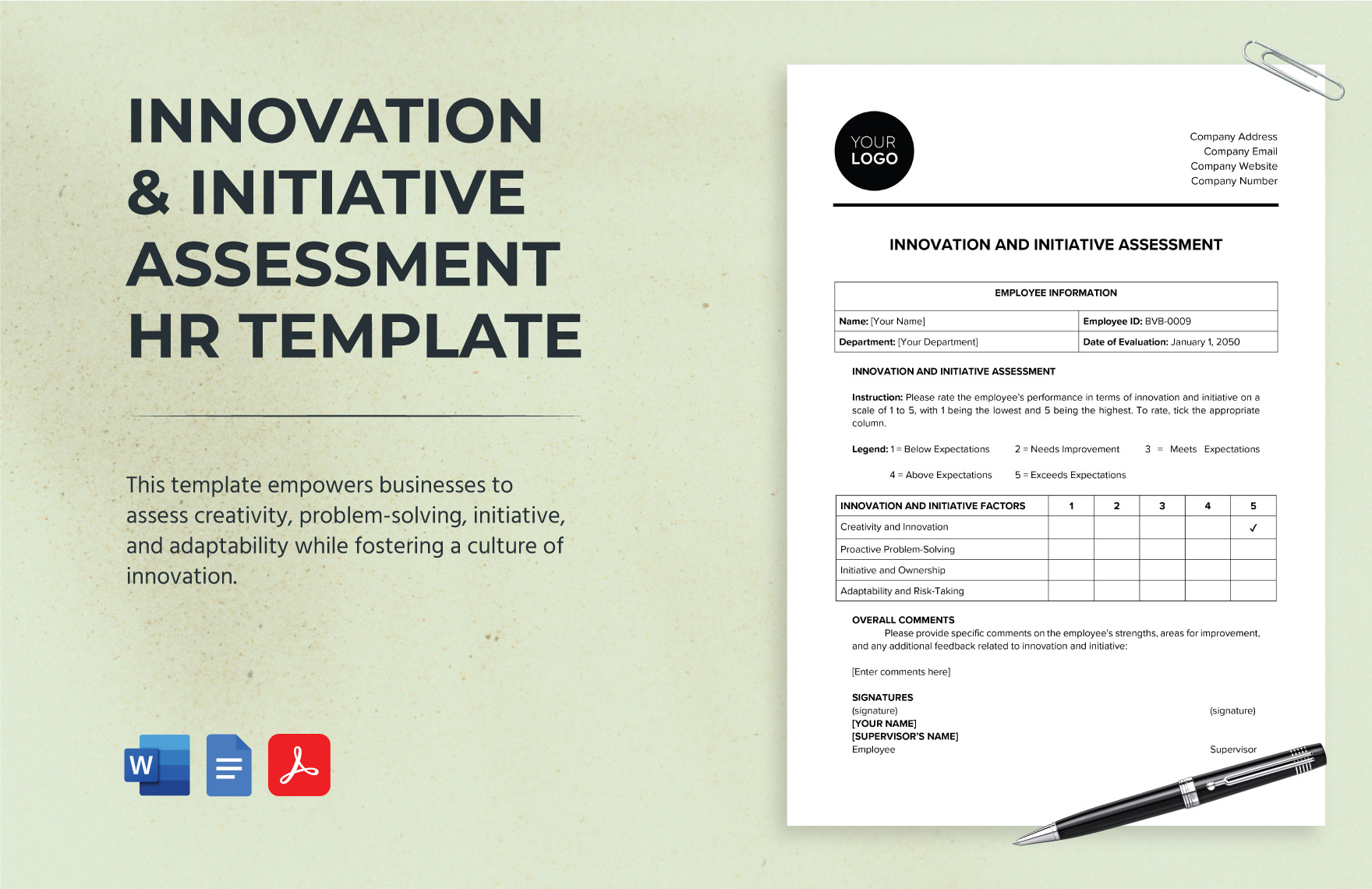 Innovation & Initiative Assessment HR Template