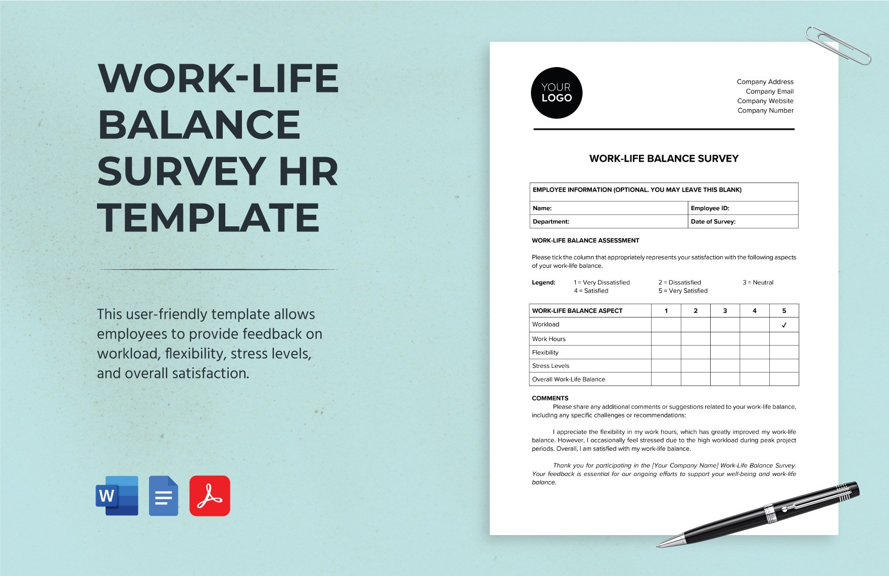 Work-life Balance Survey HR Template