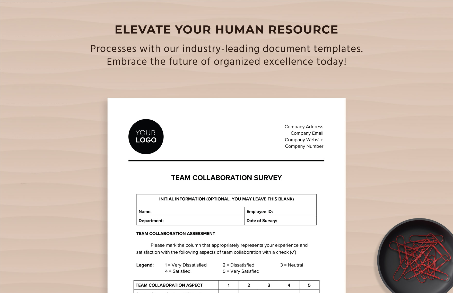 Team Collaboration Survey HR Template