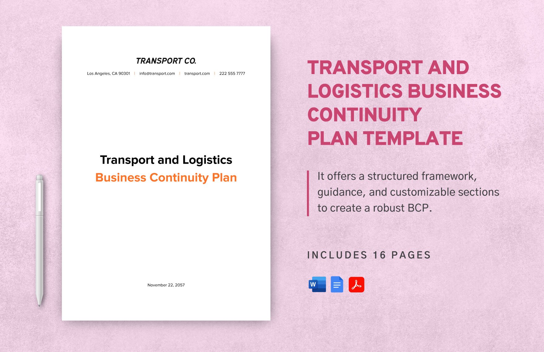 Transport and Logistics Business Continuity Plan Template