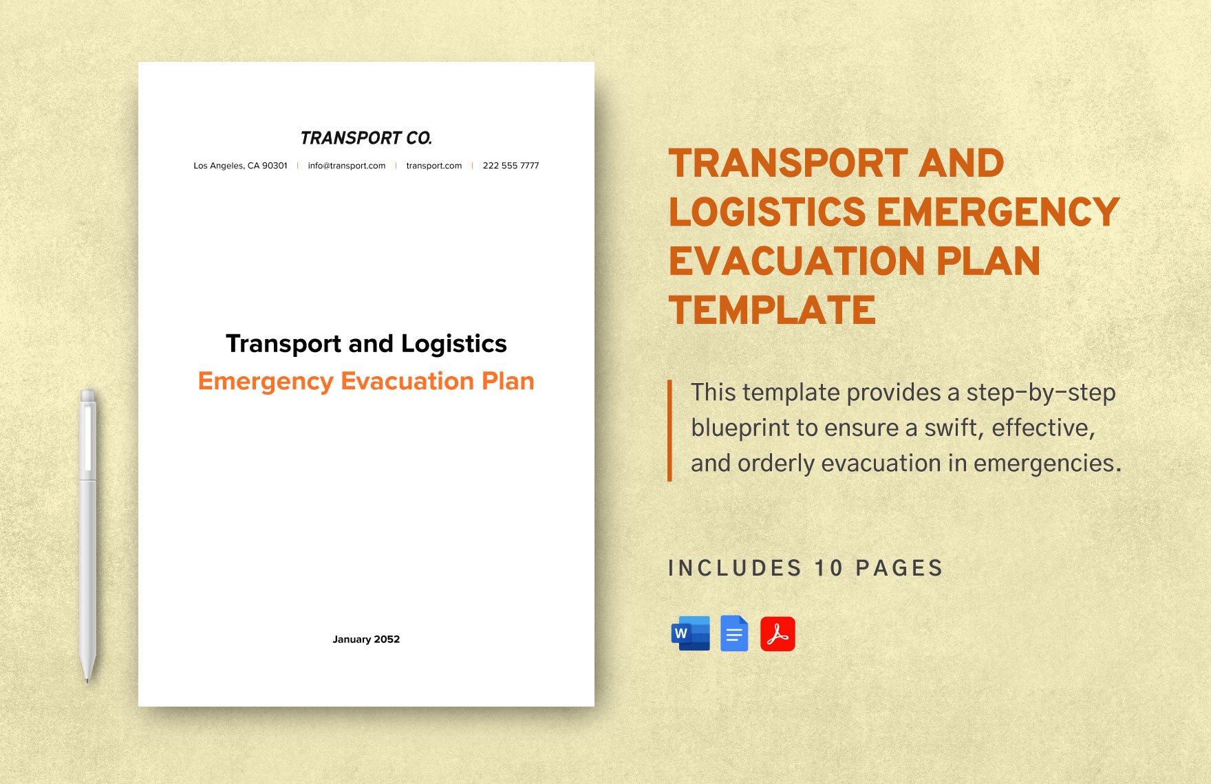 Transport and Logistics Emergency Evacuation Plan Template