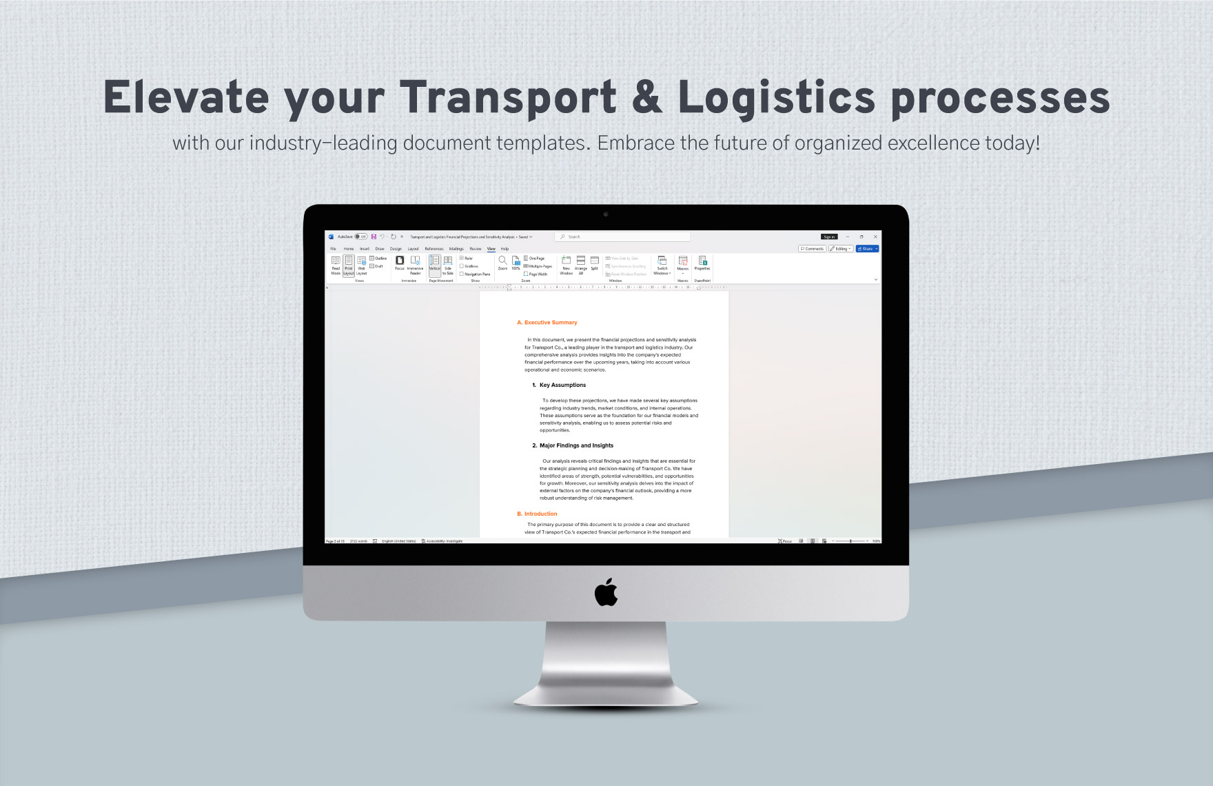 Transport and Logistics Financial Projections and Sensitivity Analysis Template