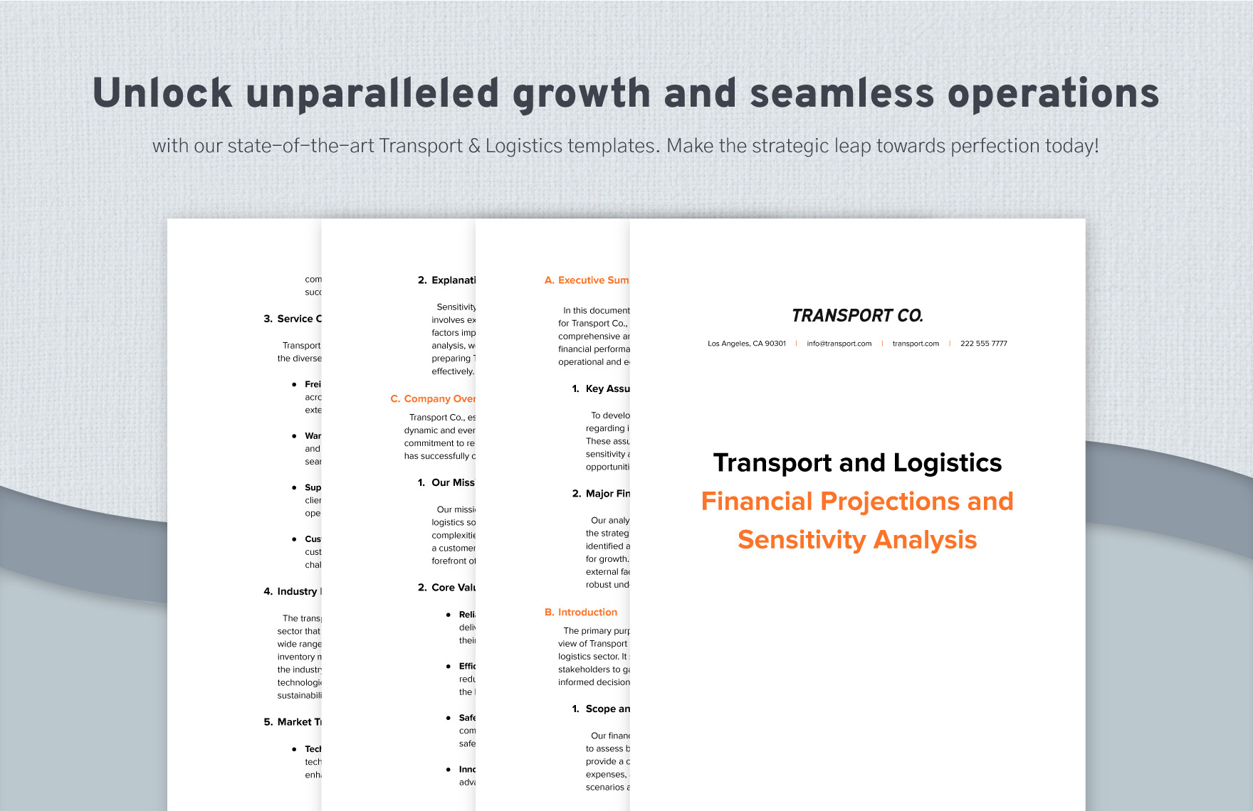 Transport and Logistics Financial Projections and Sensitivity Analysis Template