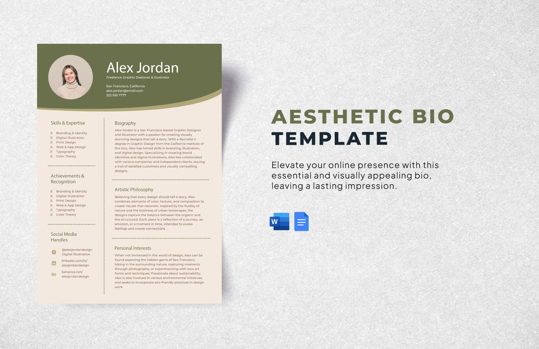 Aesthetic Bio Template in Word Download Template net