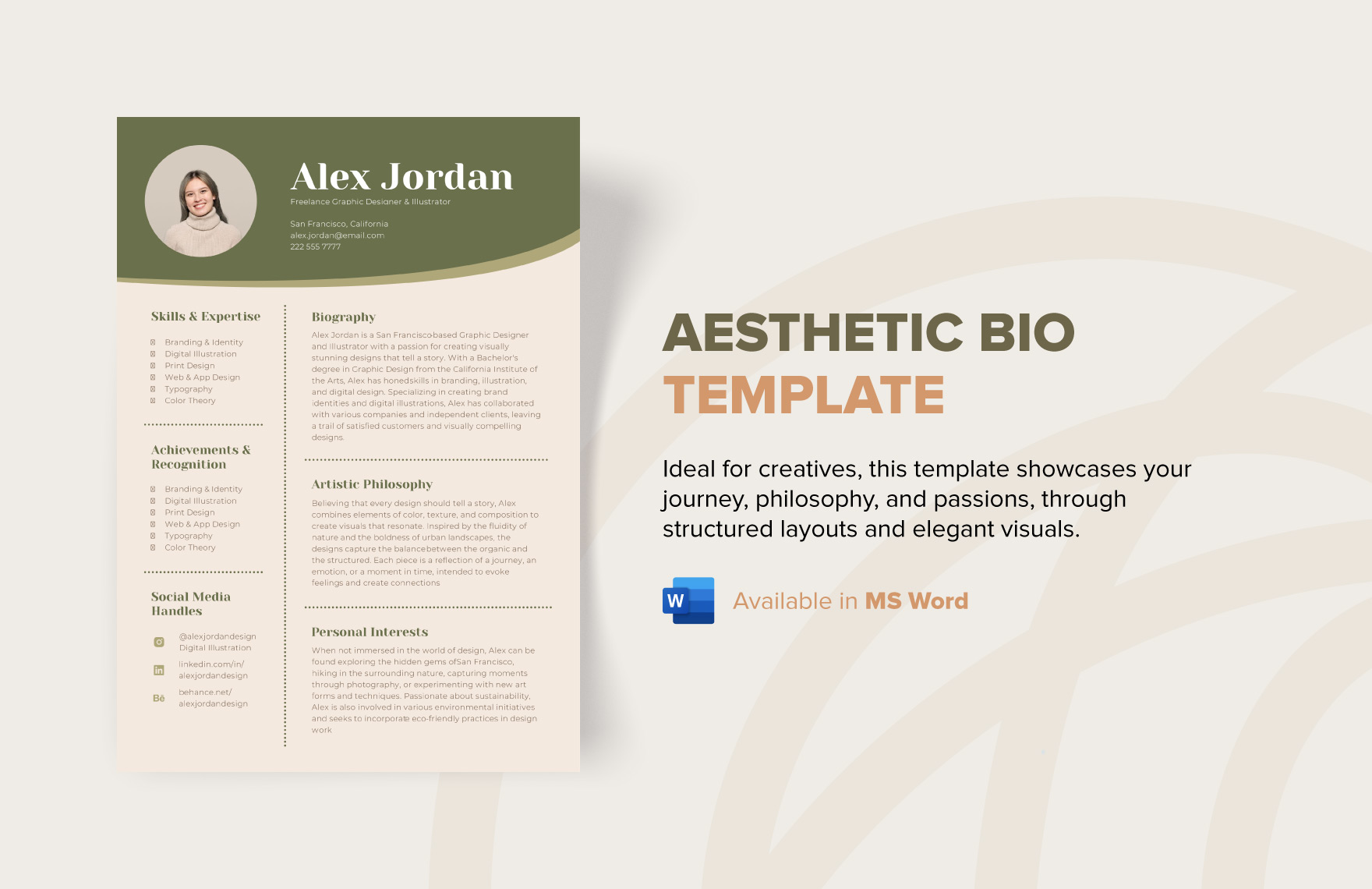 Aesthetic Bio Template Download In Word Template