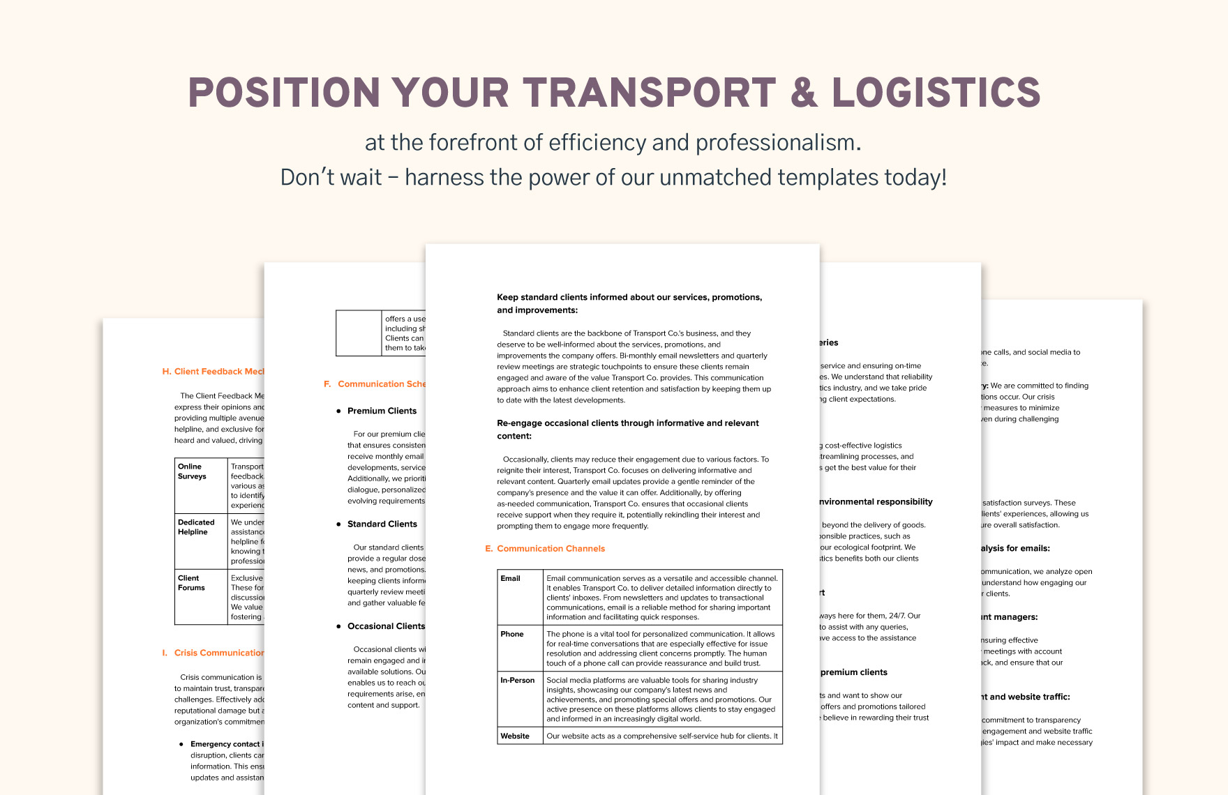 Transport and Logistics Client Communication Plan Template