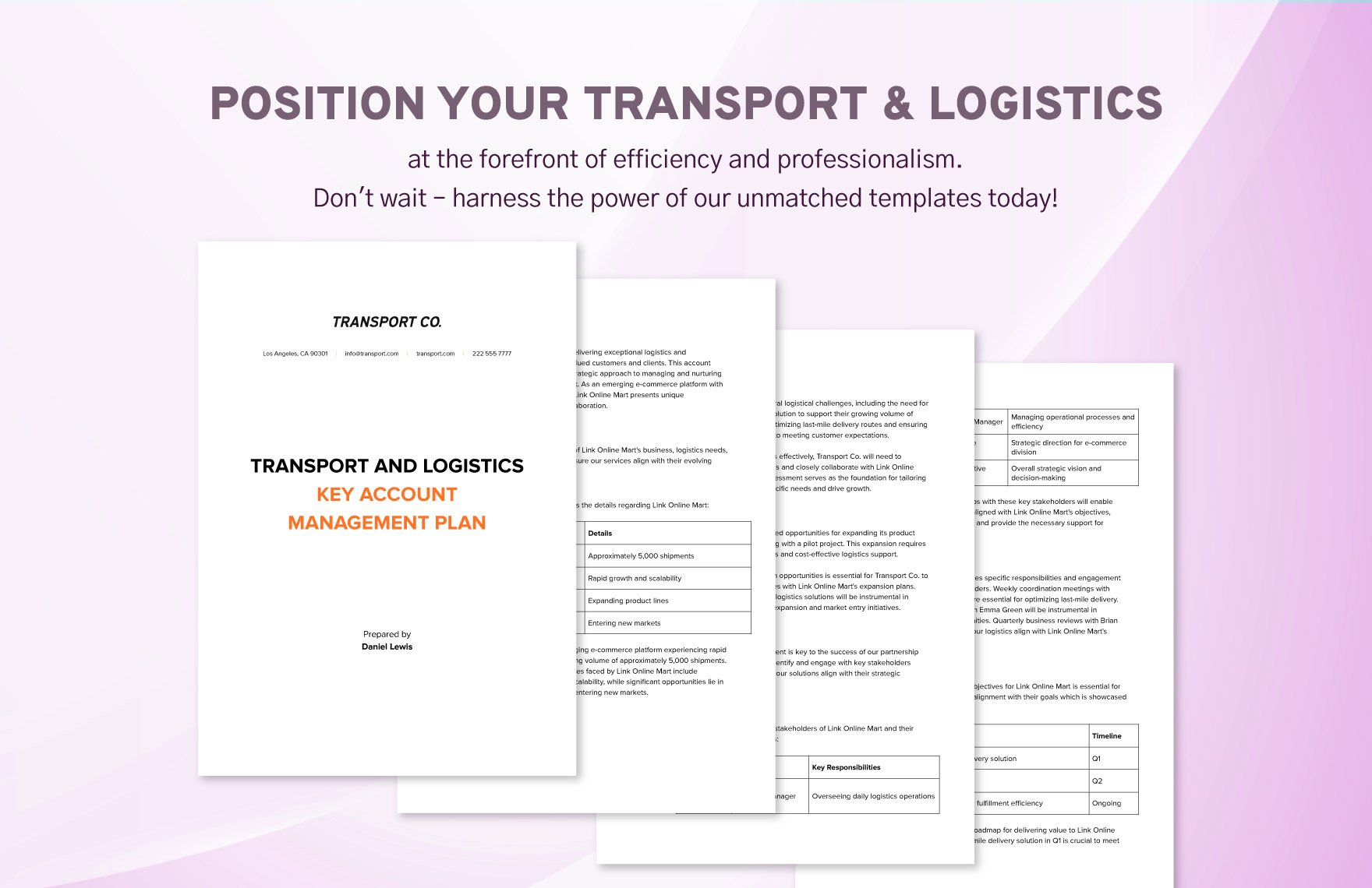 Transport and Logistics Key Account Management Plan Template