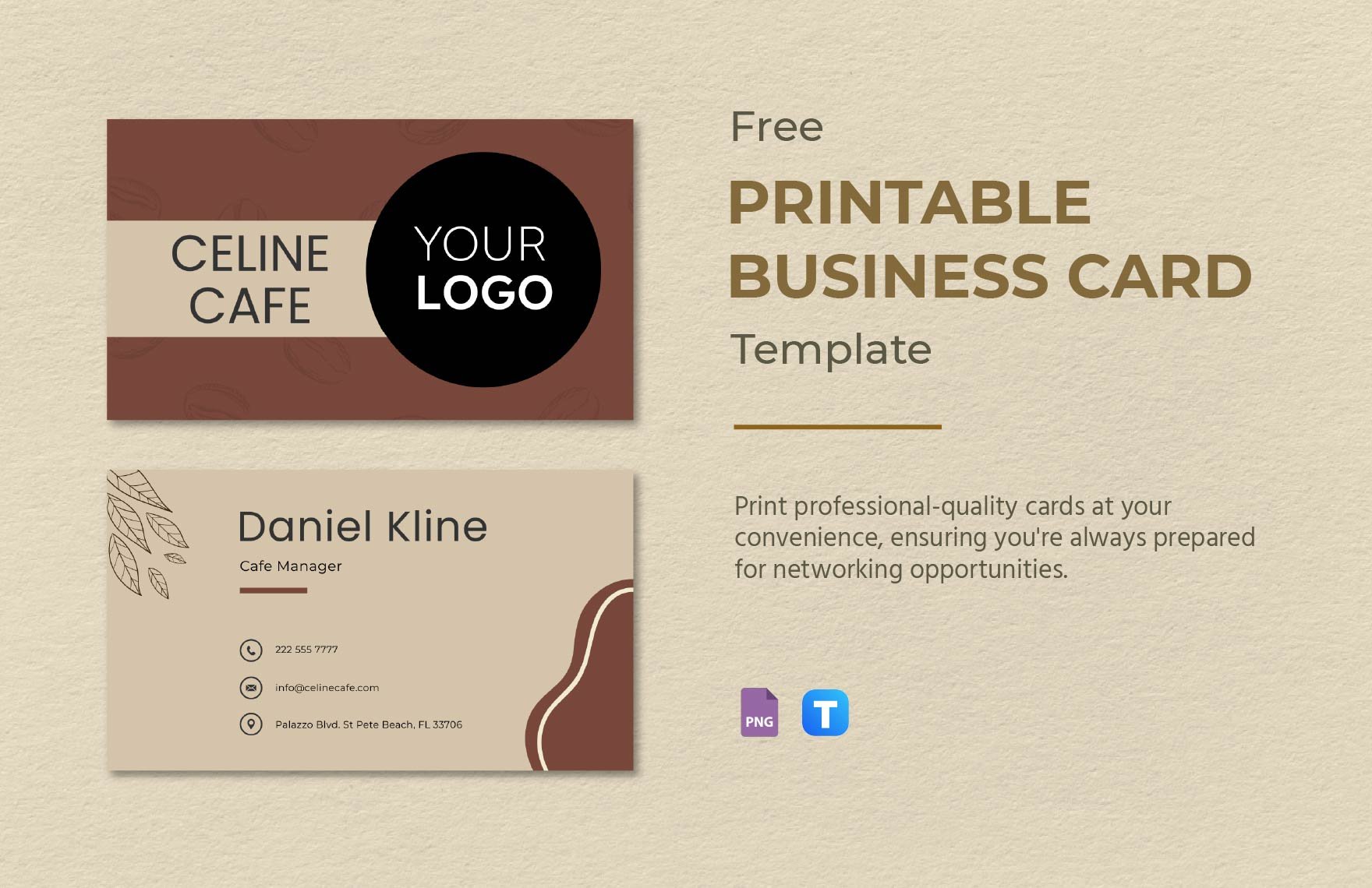 Printable Business Card Template in PNG