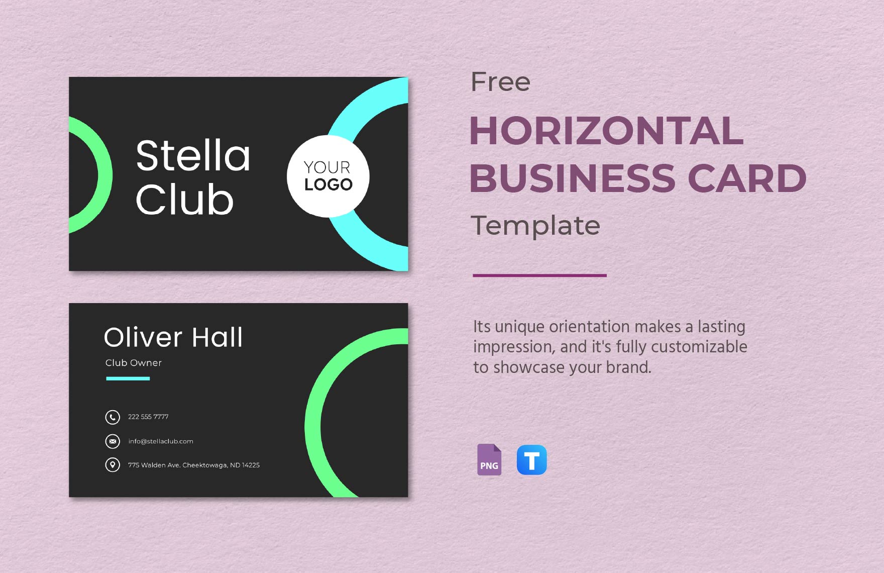 Horizontal Business Card Template in PNG