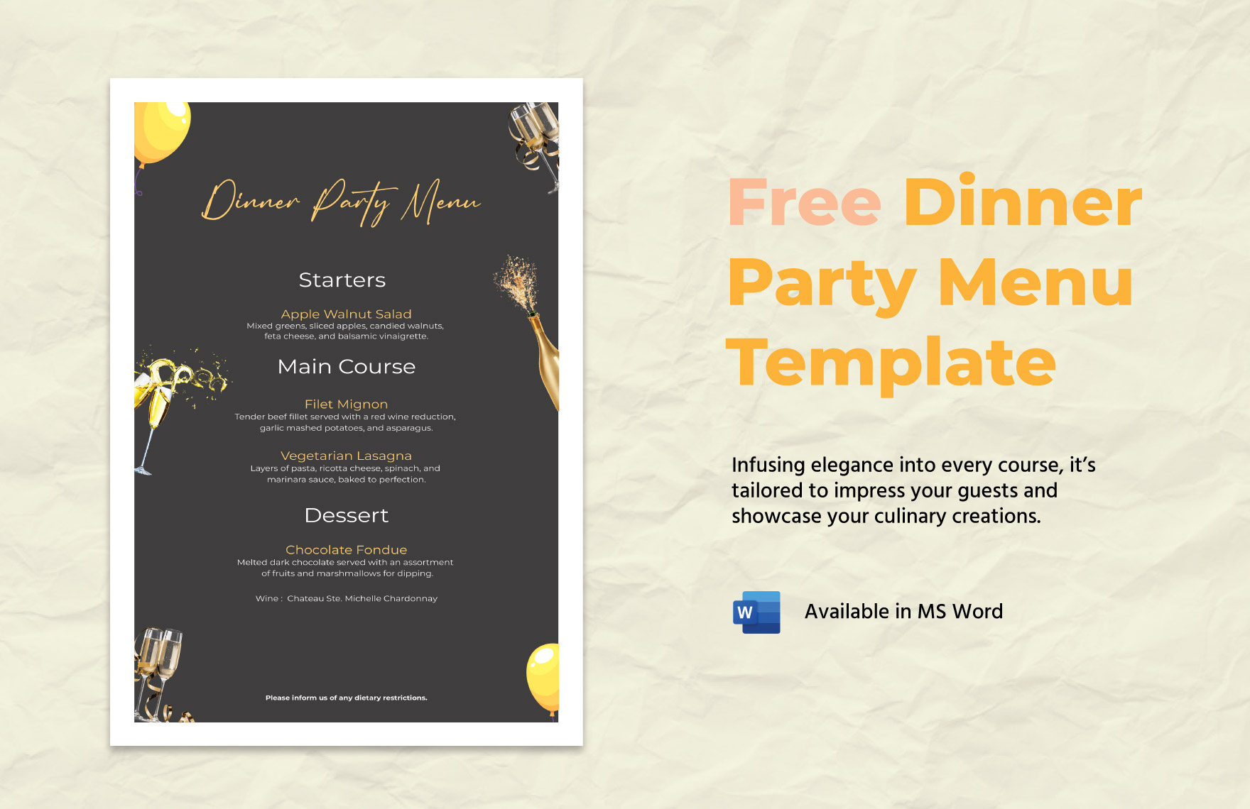 Menu Template in Word FREE Download