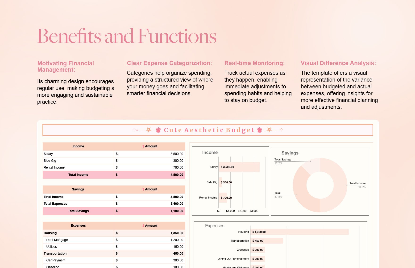 Cute Aesthetic Budget Template