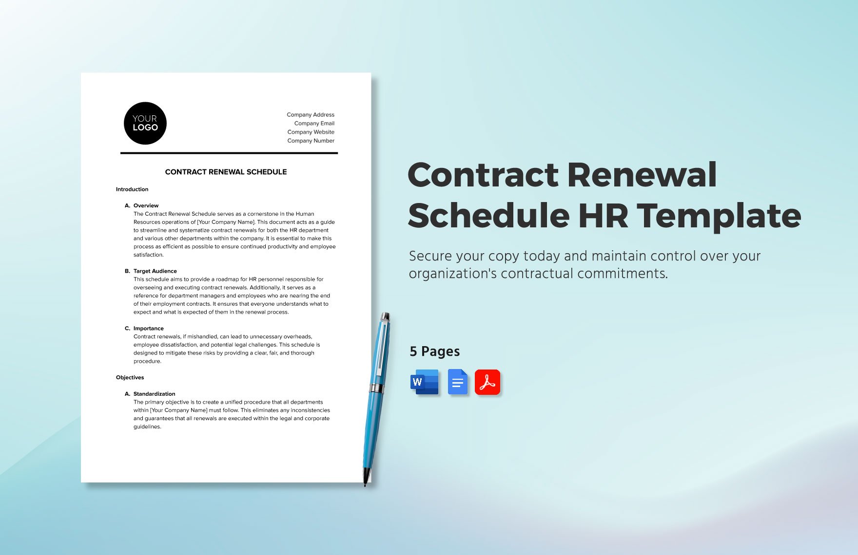 Contract Renewal Schedule HR Template