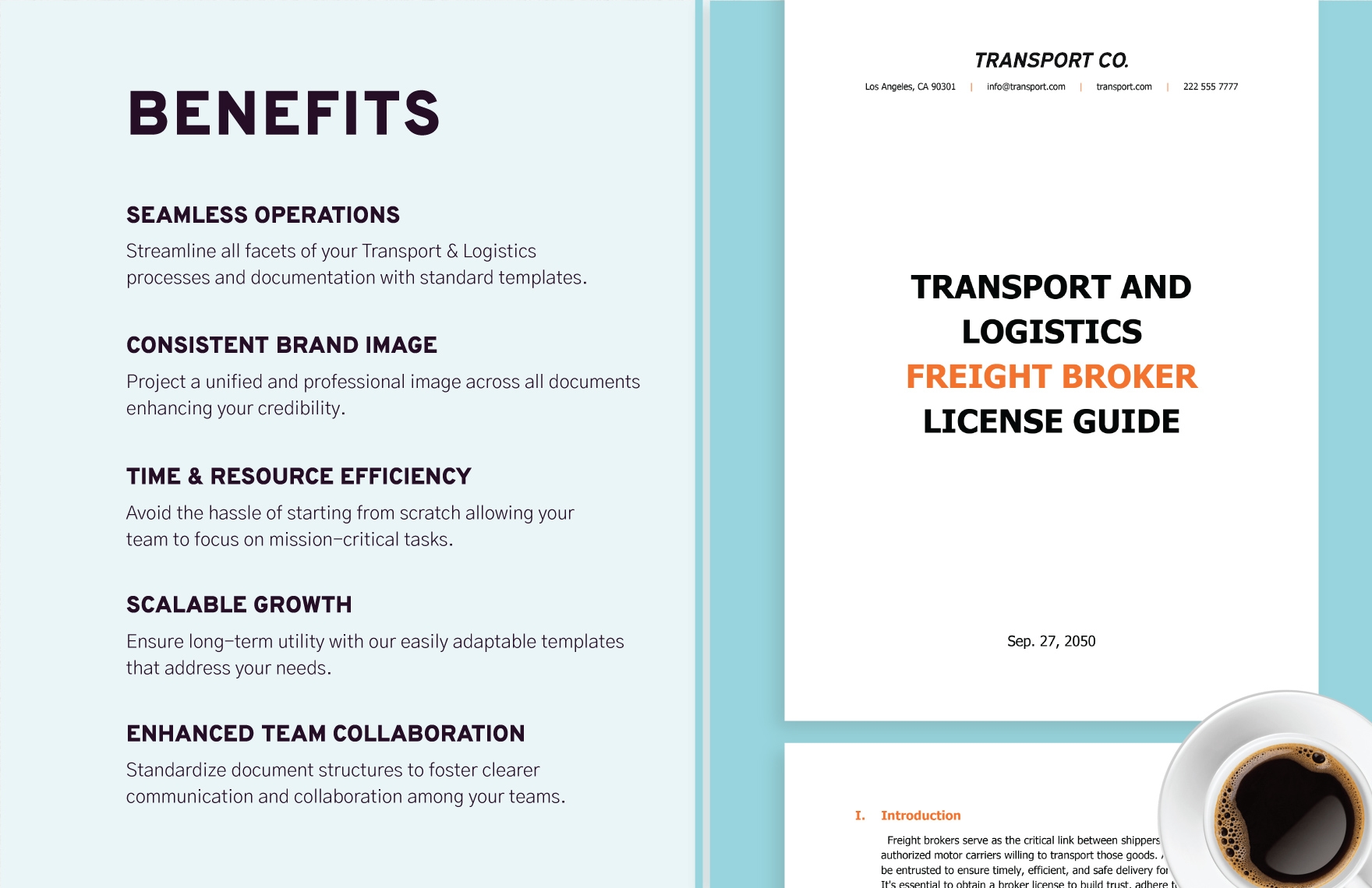 Transport and Logistics Freight Broker License Guide Template