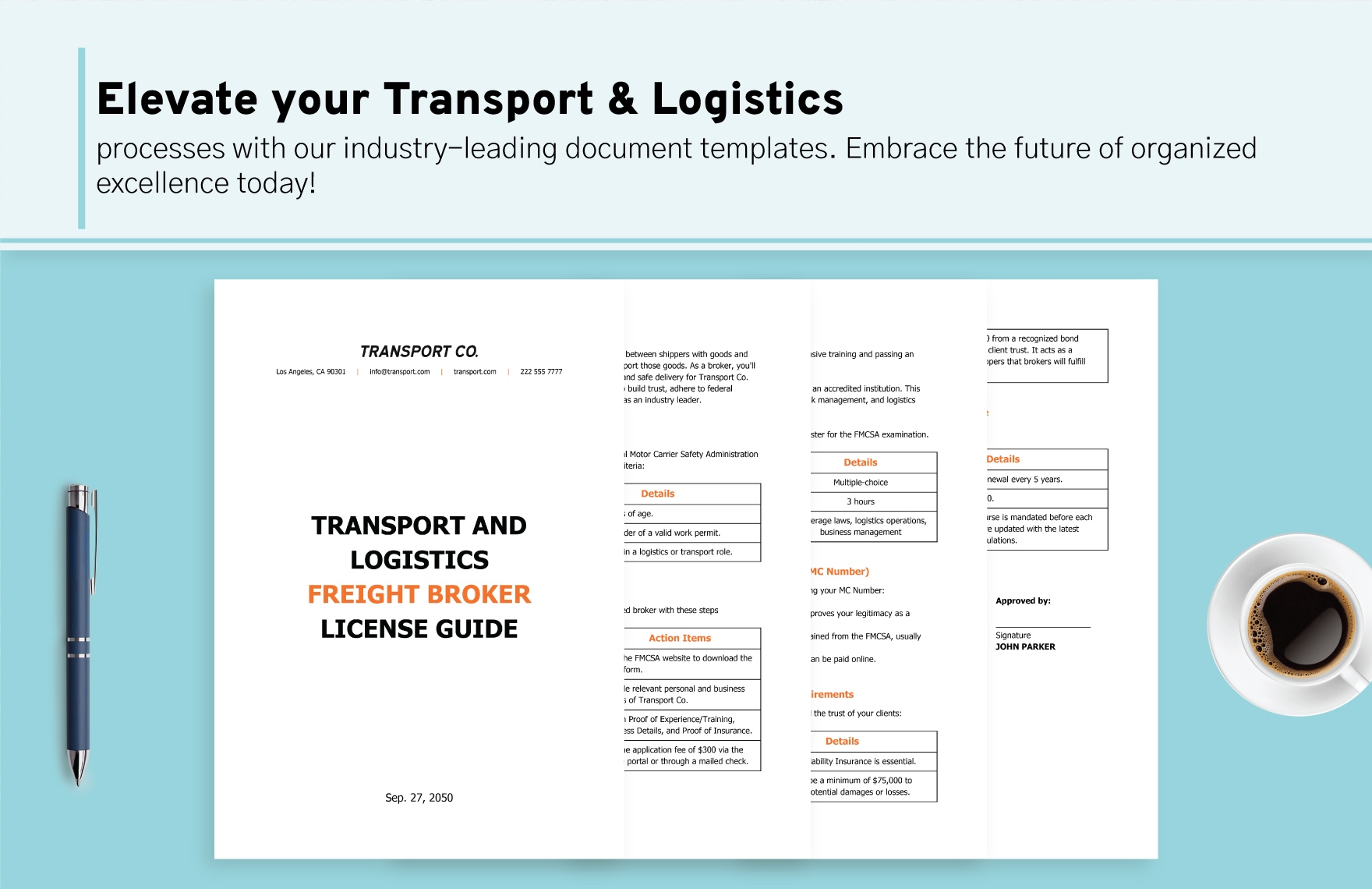 Transport and Logistics Freight Broker License Guide Template