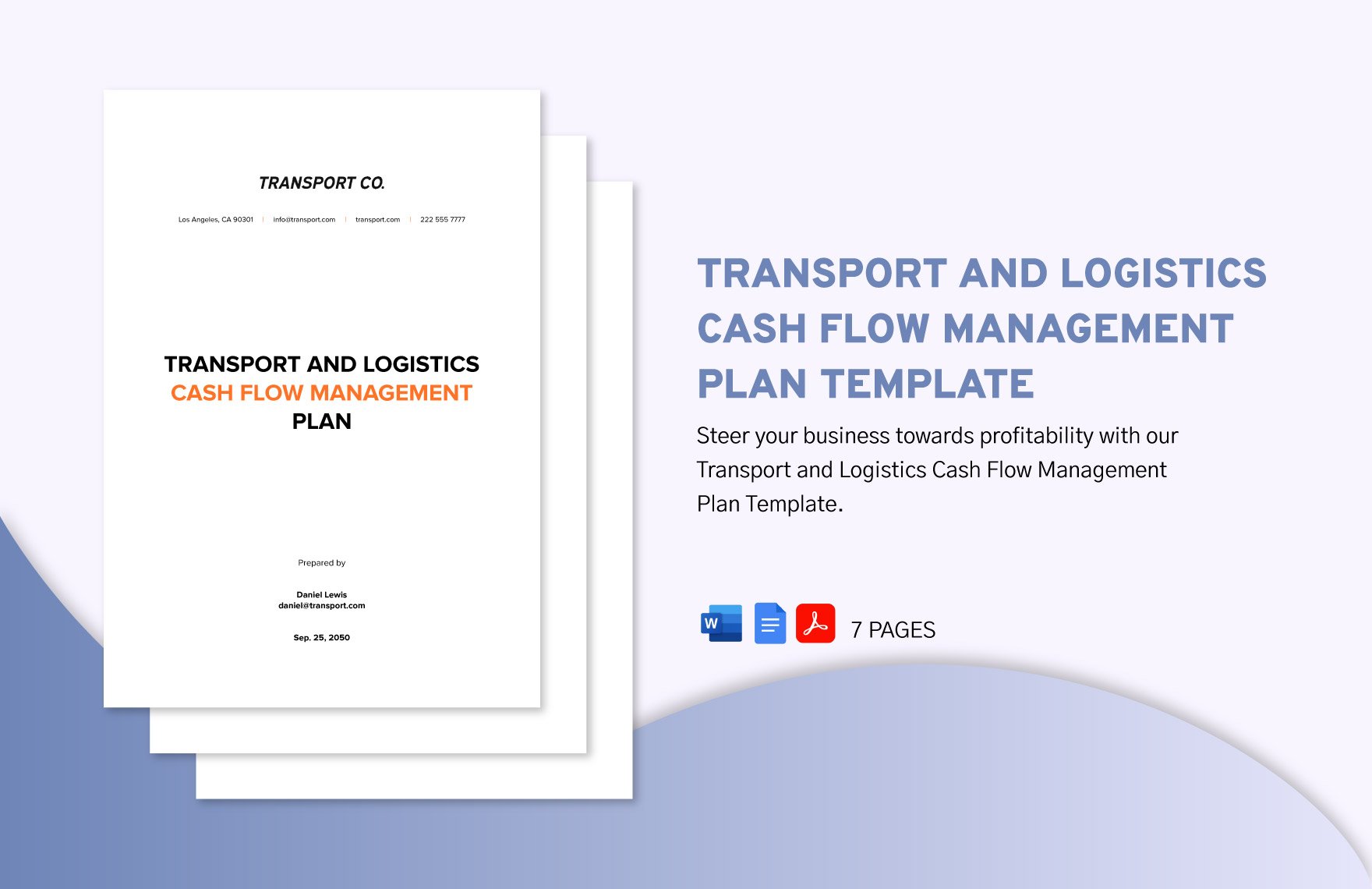 Transport and Logistics Cash Flow Management Plan Template