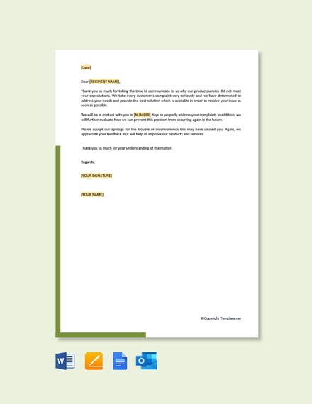 FREE Customer Complaint Letter Template - Word (DOC) | Google Docs ...