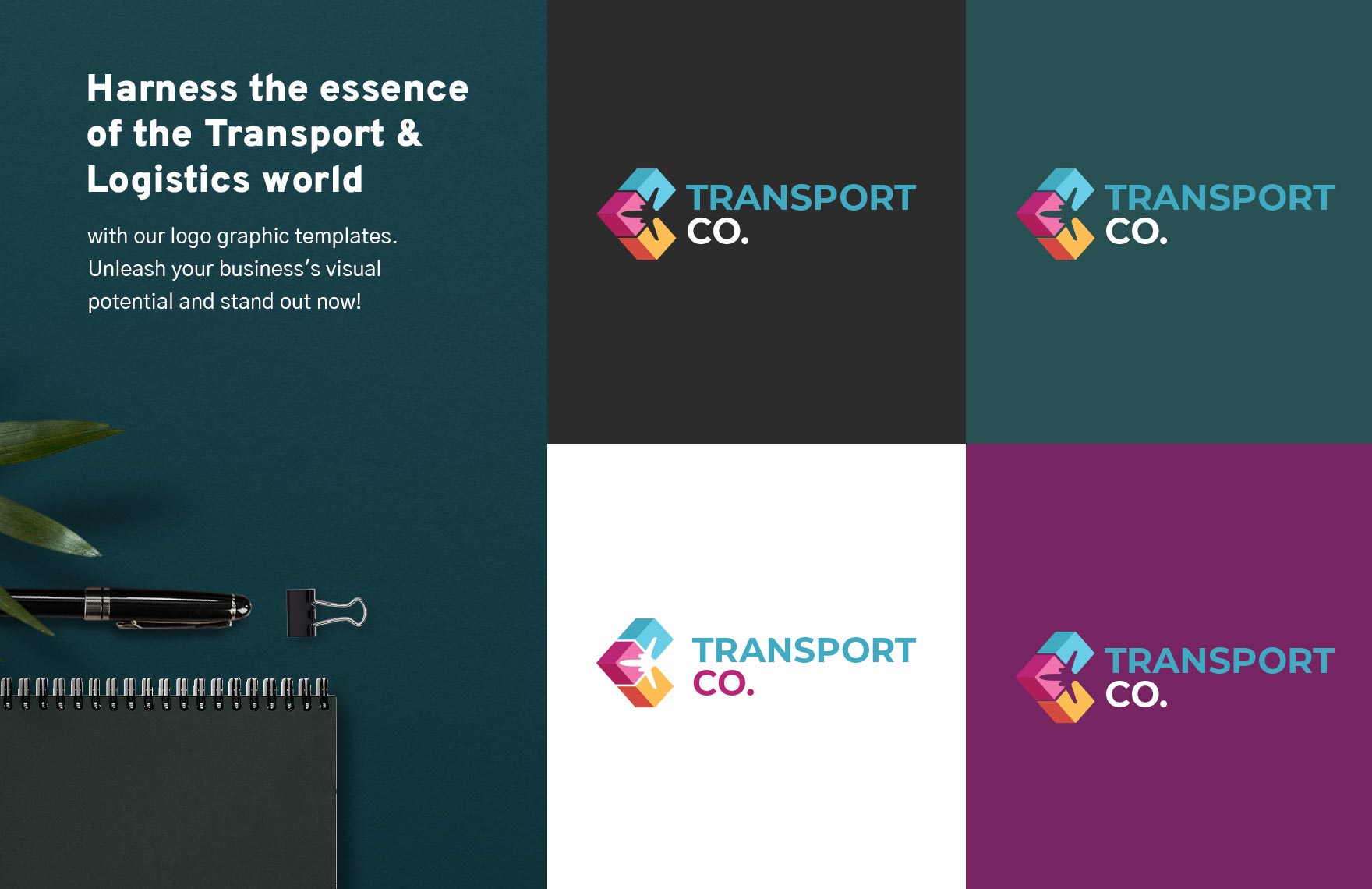 Transport and Logistics 3D Logo for Logistics Solutions Template