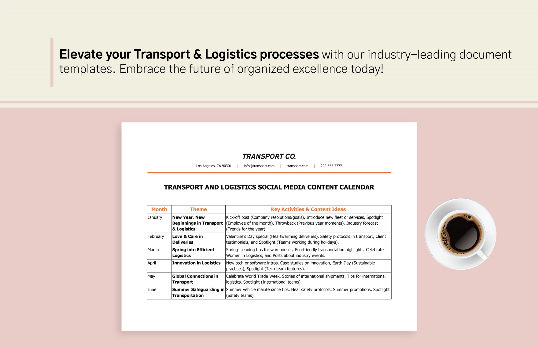 Transport and Logistics Shipment Log Template