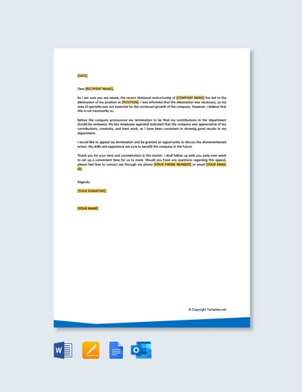 Sample Appeal Letter For Termination Of Employment from images.template.net