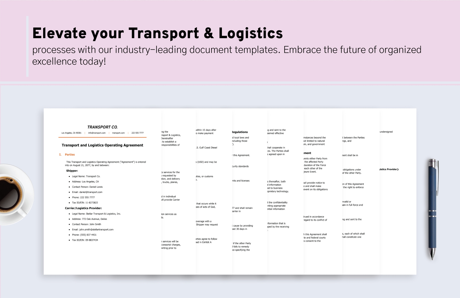 Transport and Logistics Operating Agreement Template