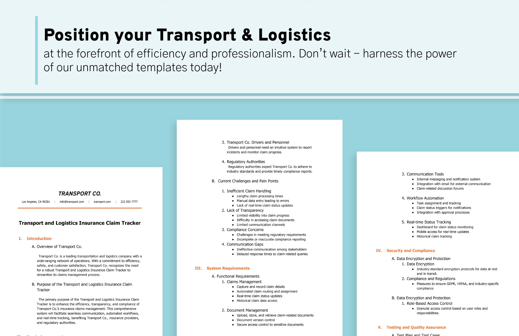 Transport and Logistics Insurance Claim Tracker Template