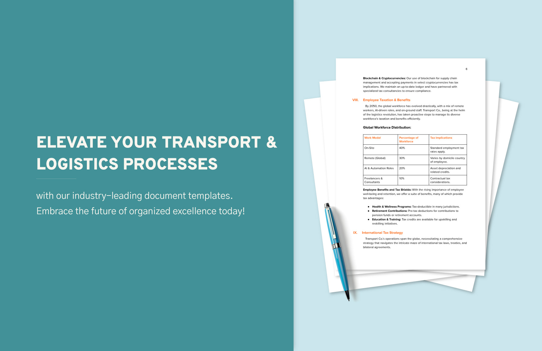 Transport and Logistics Tax Strategy and Planning Document Template