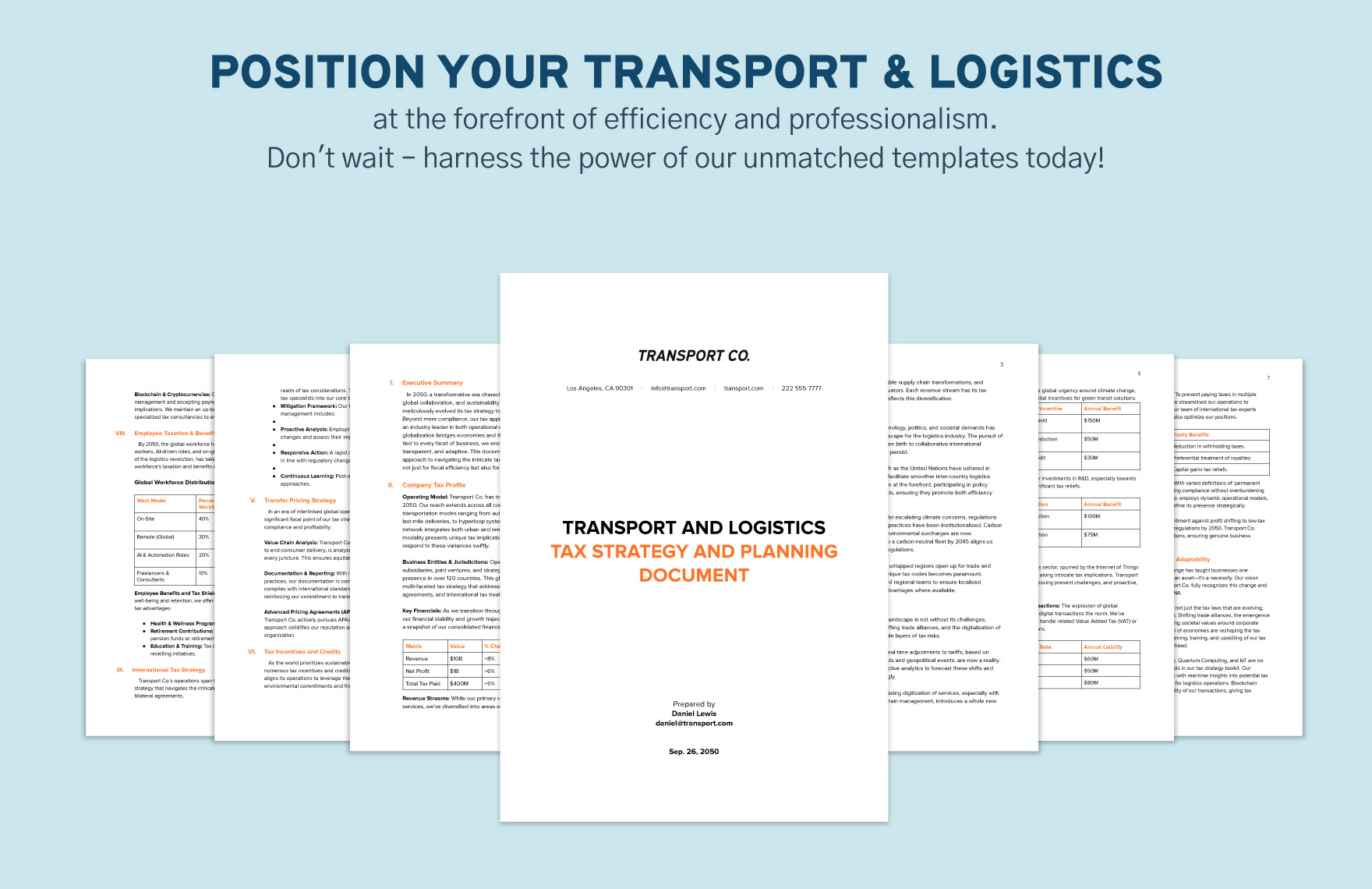 Transport and Logistics Tax Strategy and Planning Document Template