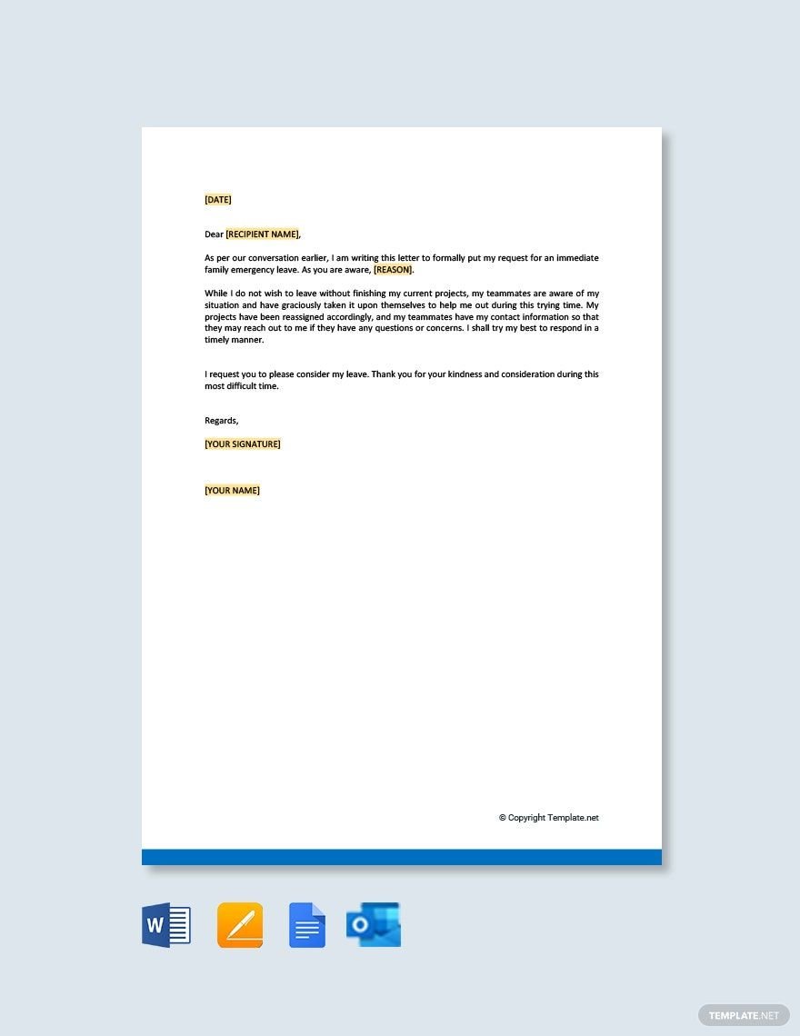 Free Family Emergency Leave Letter Template