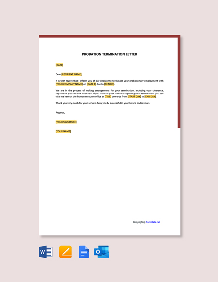 FREE Termination Letter During Probation Period Template Word