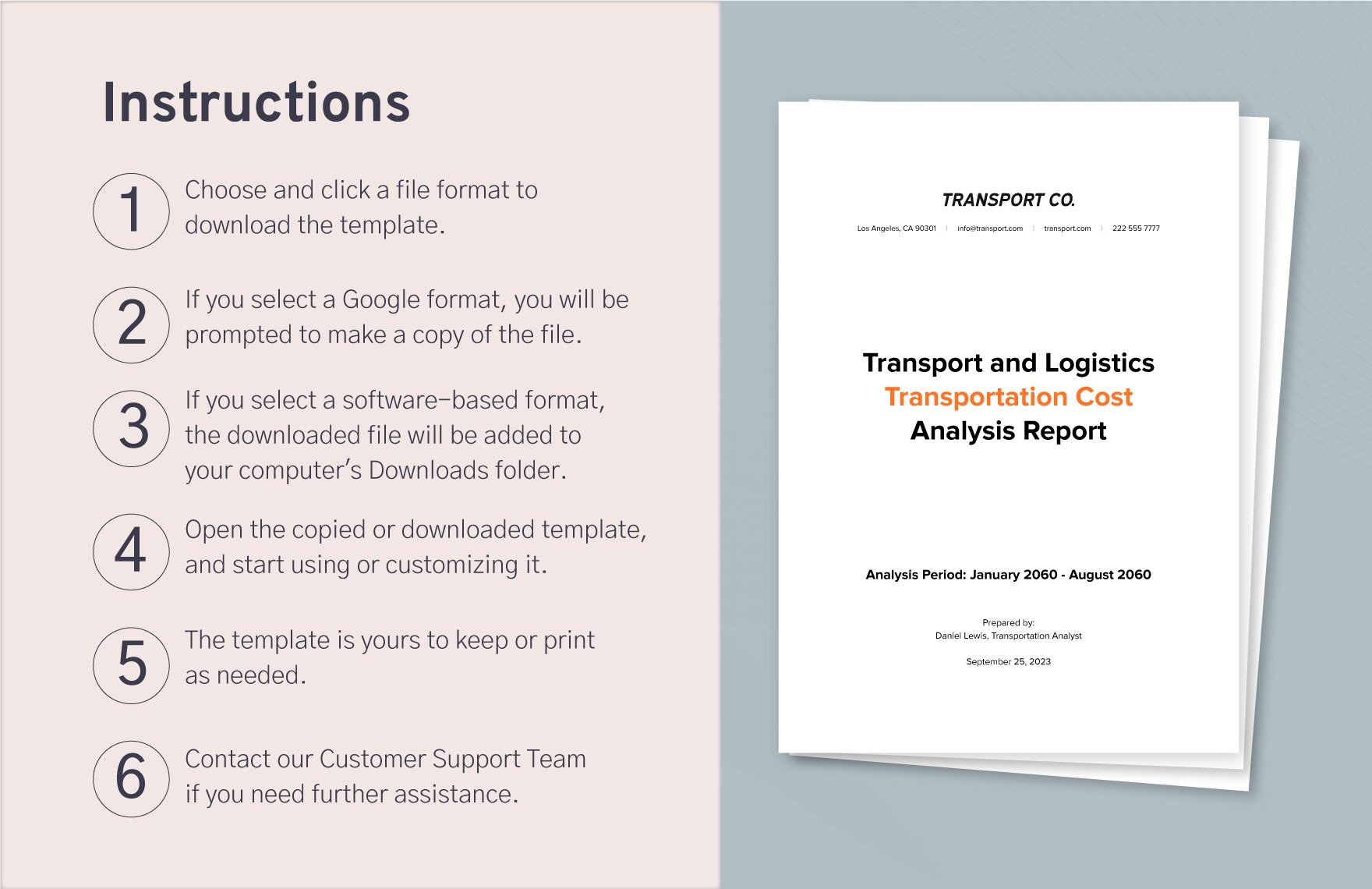 Transport and Logistics Transportation Cost Analysis Report Template