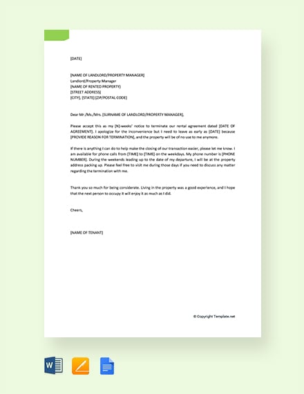 6+ Rental Termination Letter Templates - Free Downloads | Template.net
