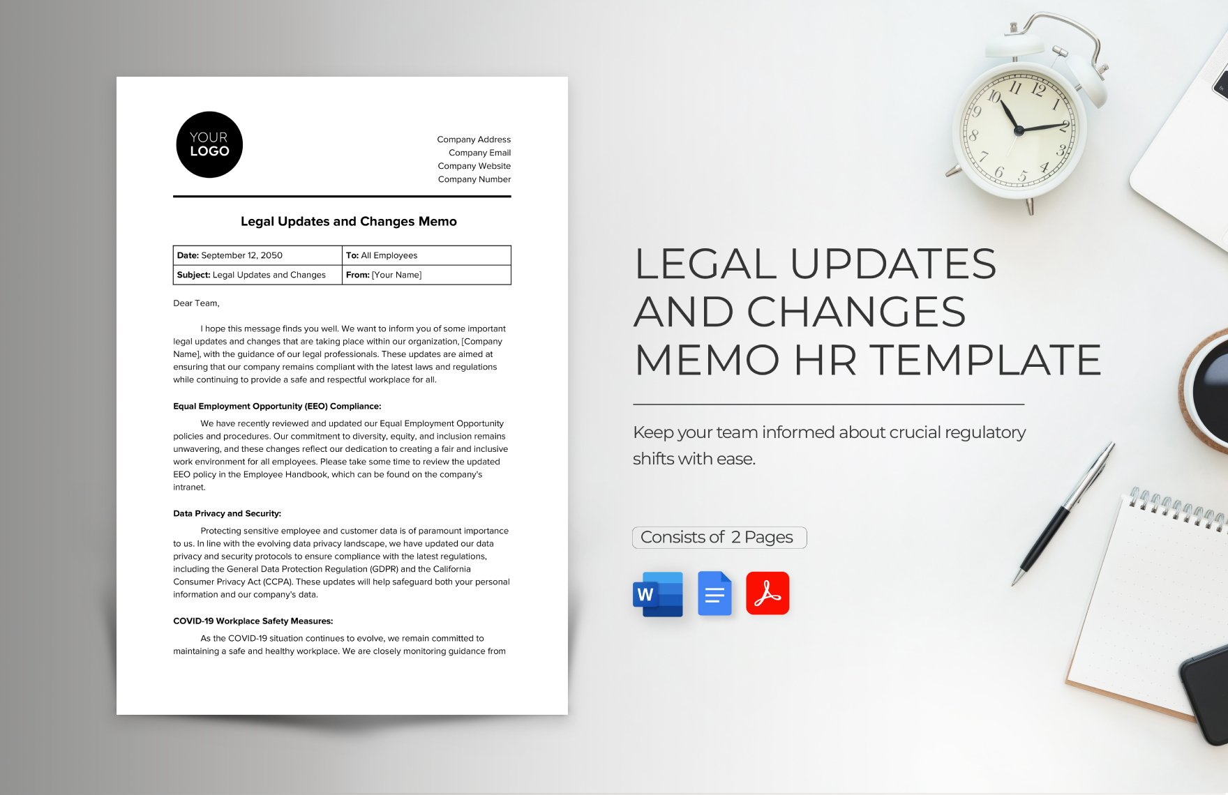 Legal Updates and Changes Memo HR Template