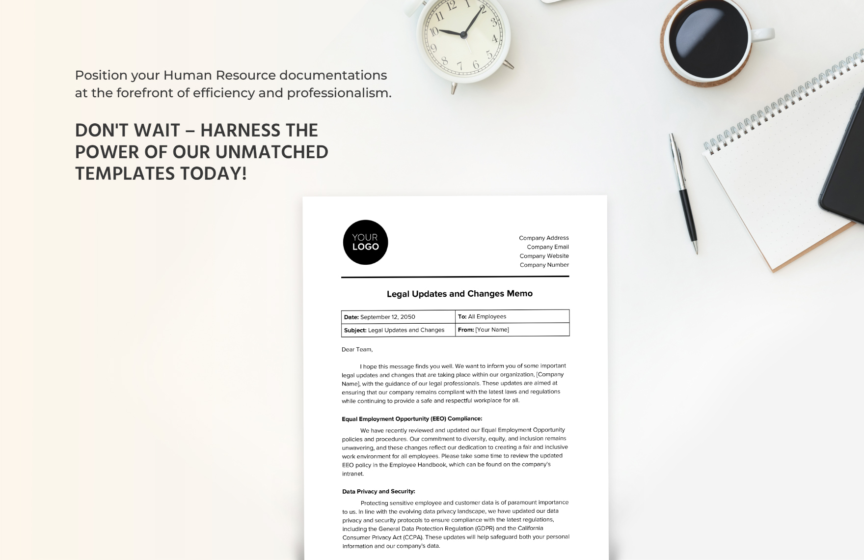 Legal Updates and Changes Memo HR Template