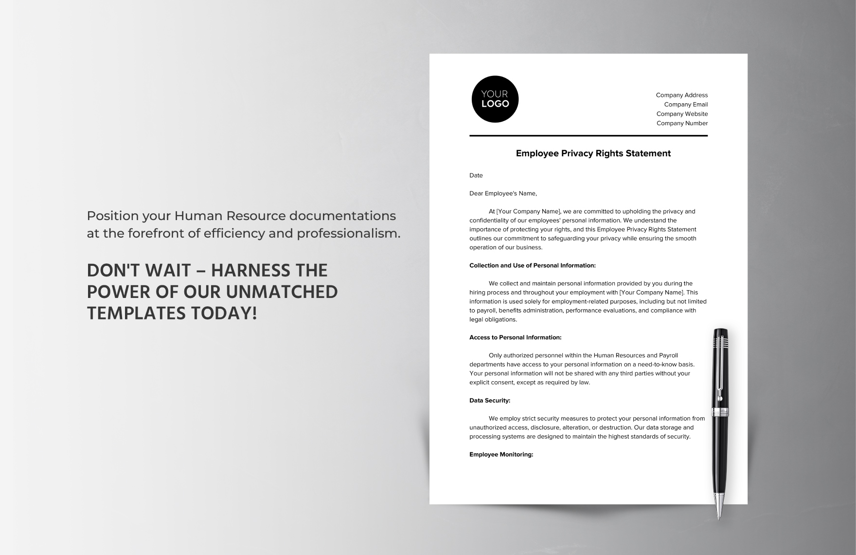 Employee Privacy Rights Statement HR Template