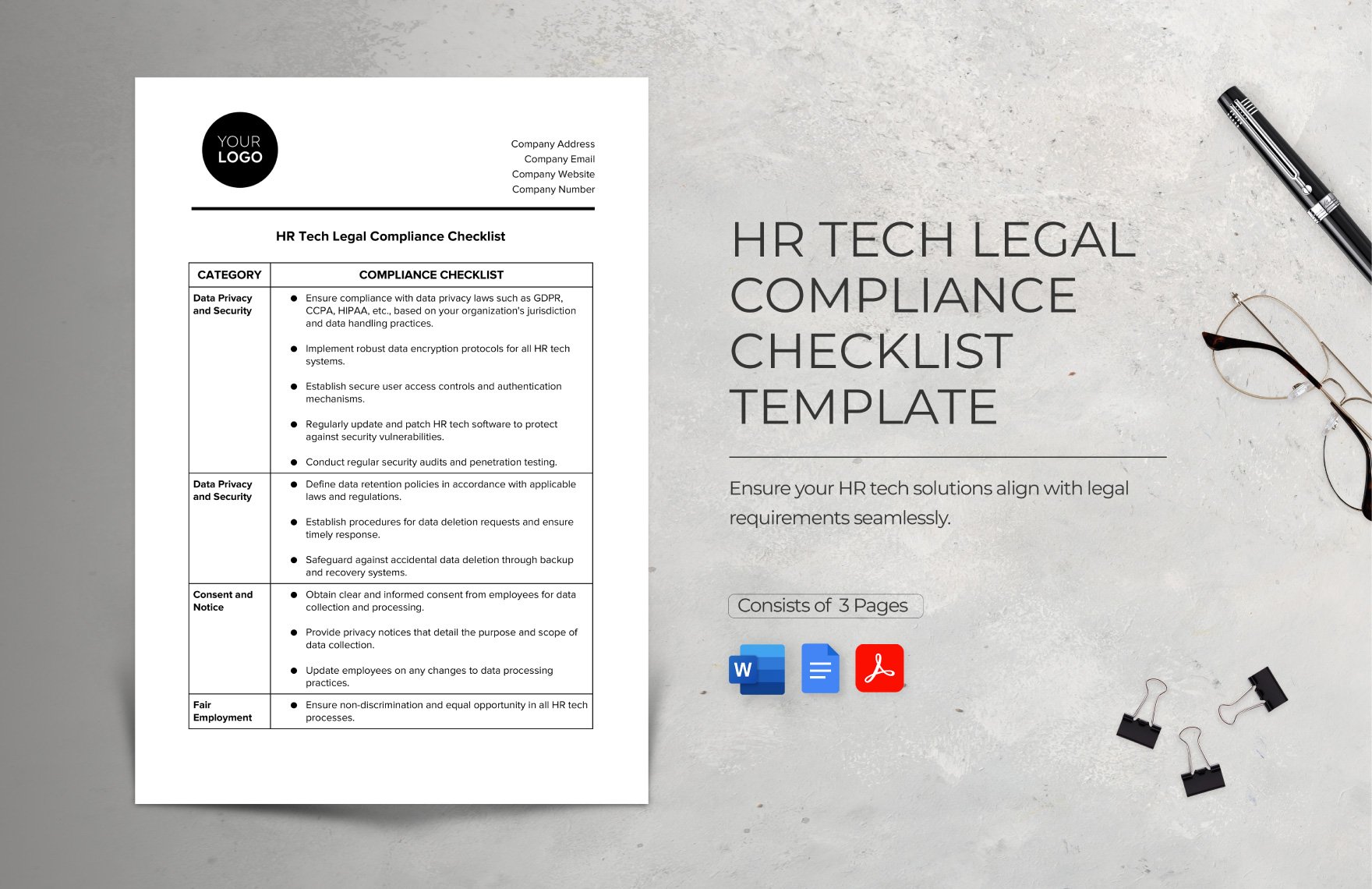 HR Tech Legal Compliance Checklist Template