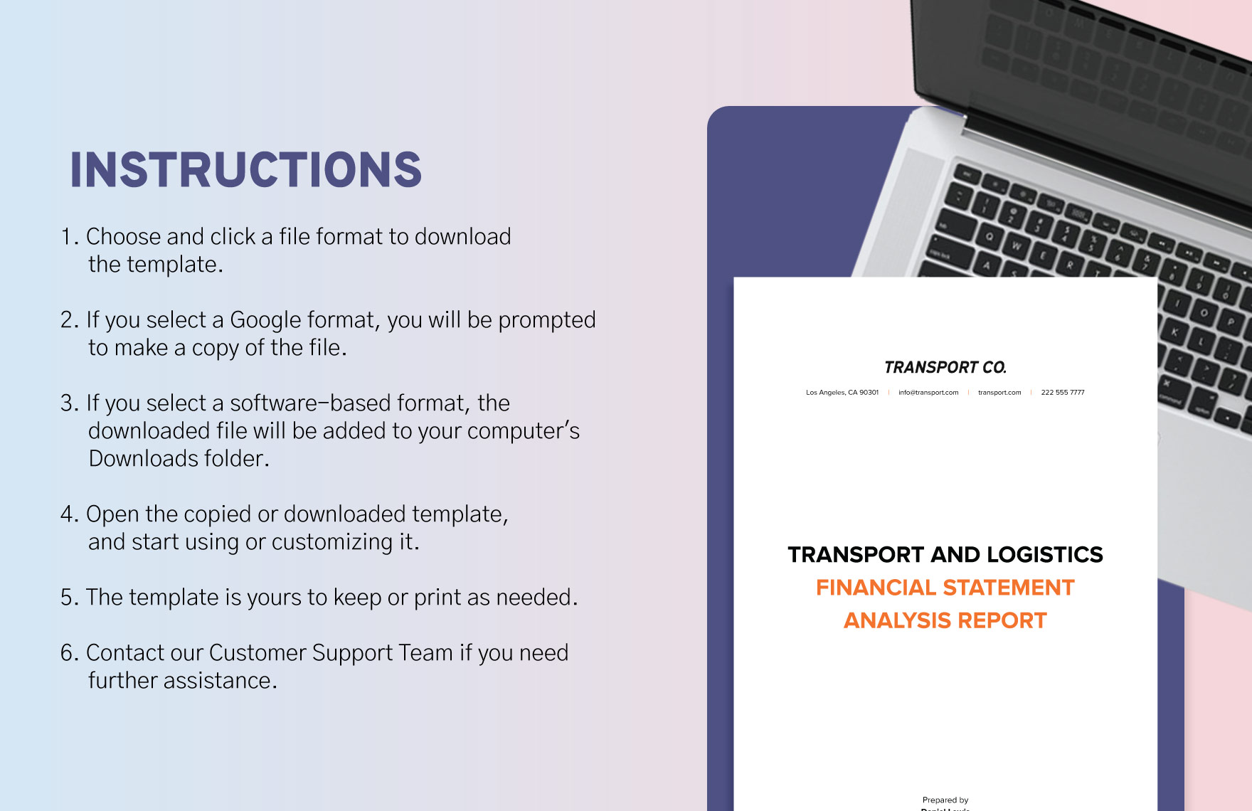 Transport and Logistics Financial Statement Analysis Report Template