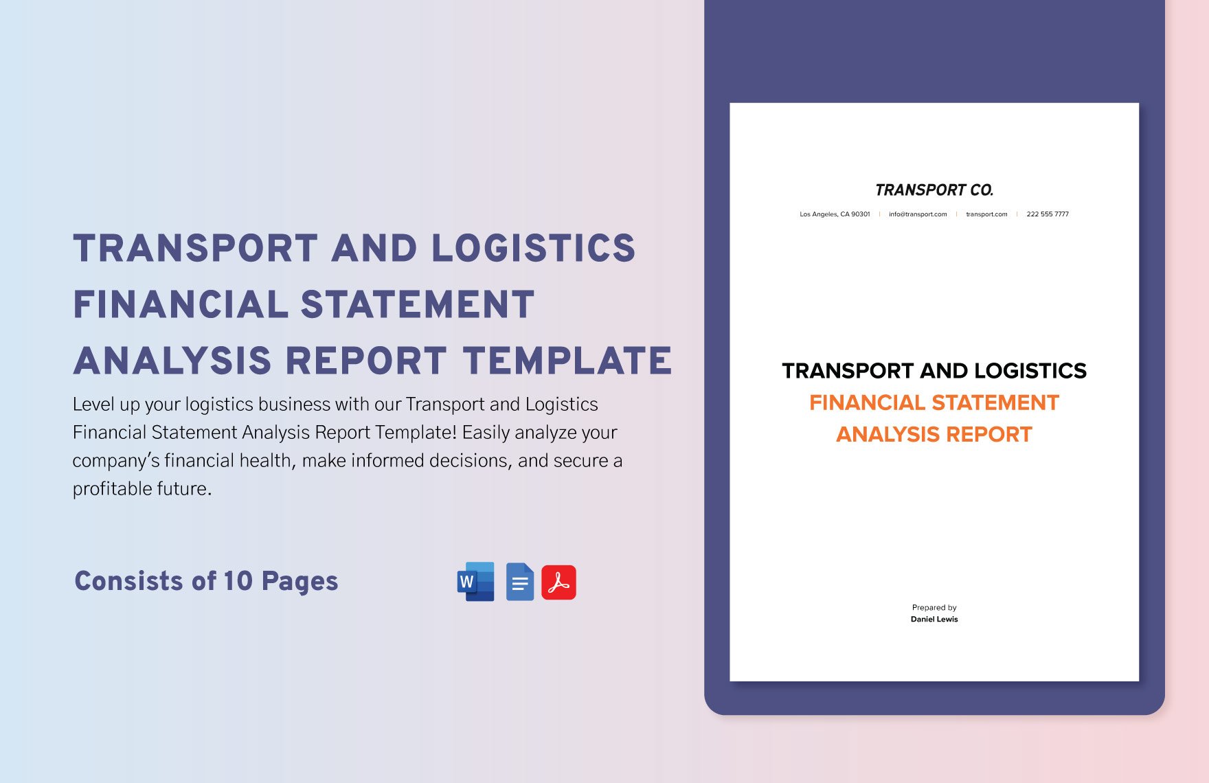 Transport and Logistics Financial Statement Analysis Report Template