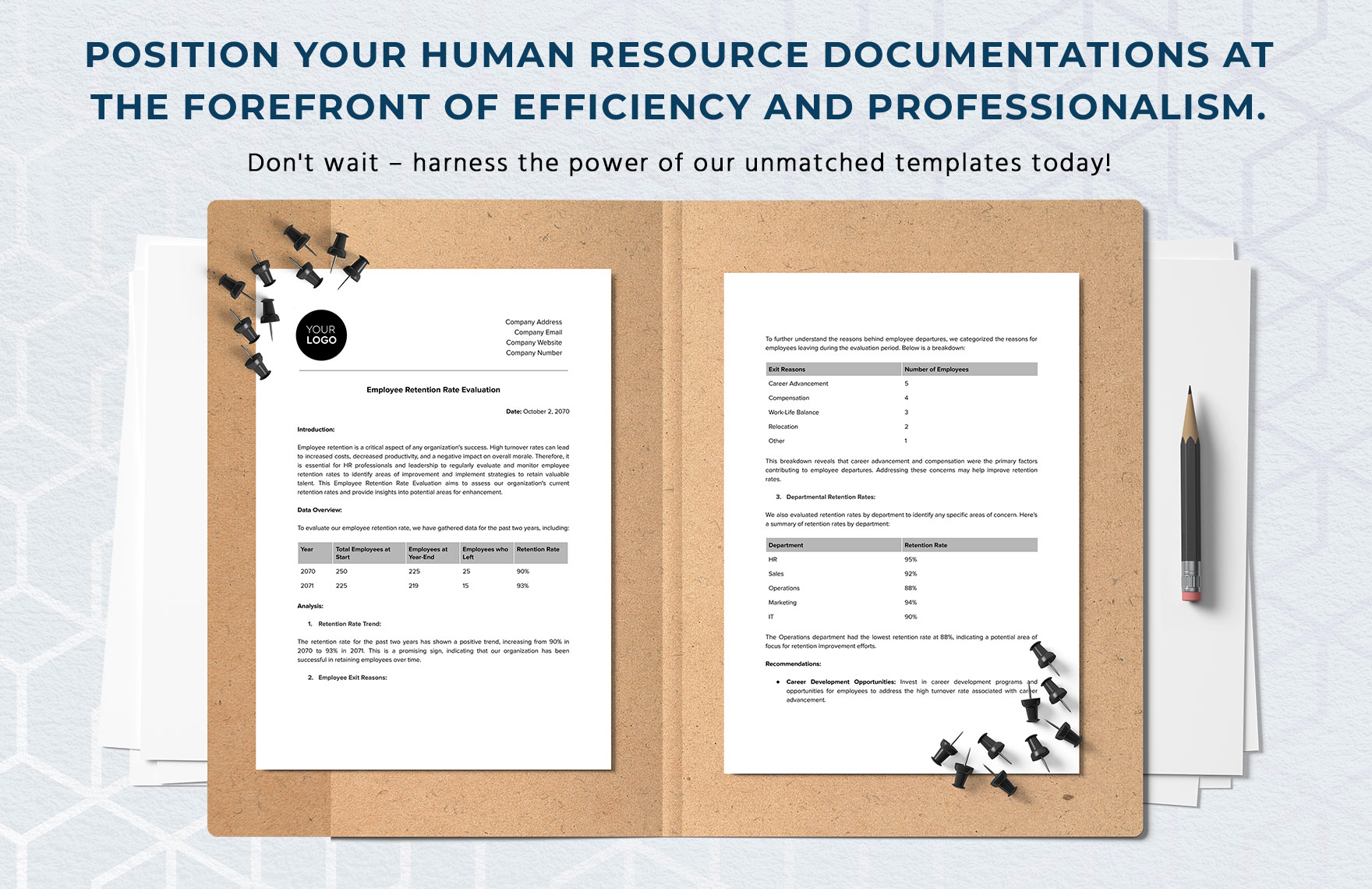 Employee Retention Rate Evaluation HR Template