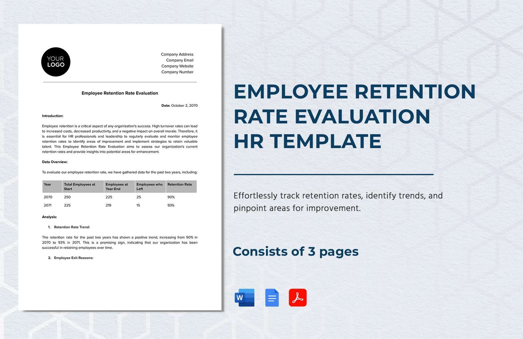 Employee Retention Rate Evaluation HR Template in Word, Google Docs, PDF