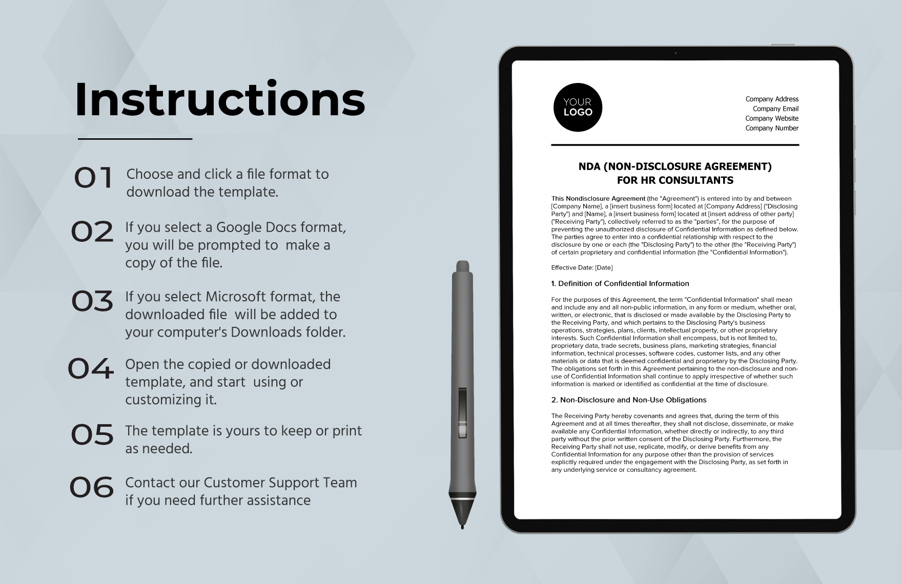 NDA (Non-Disclosure Agreement) for HR Consultants Template