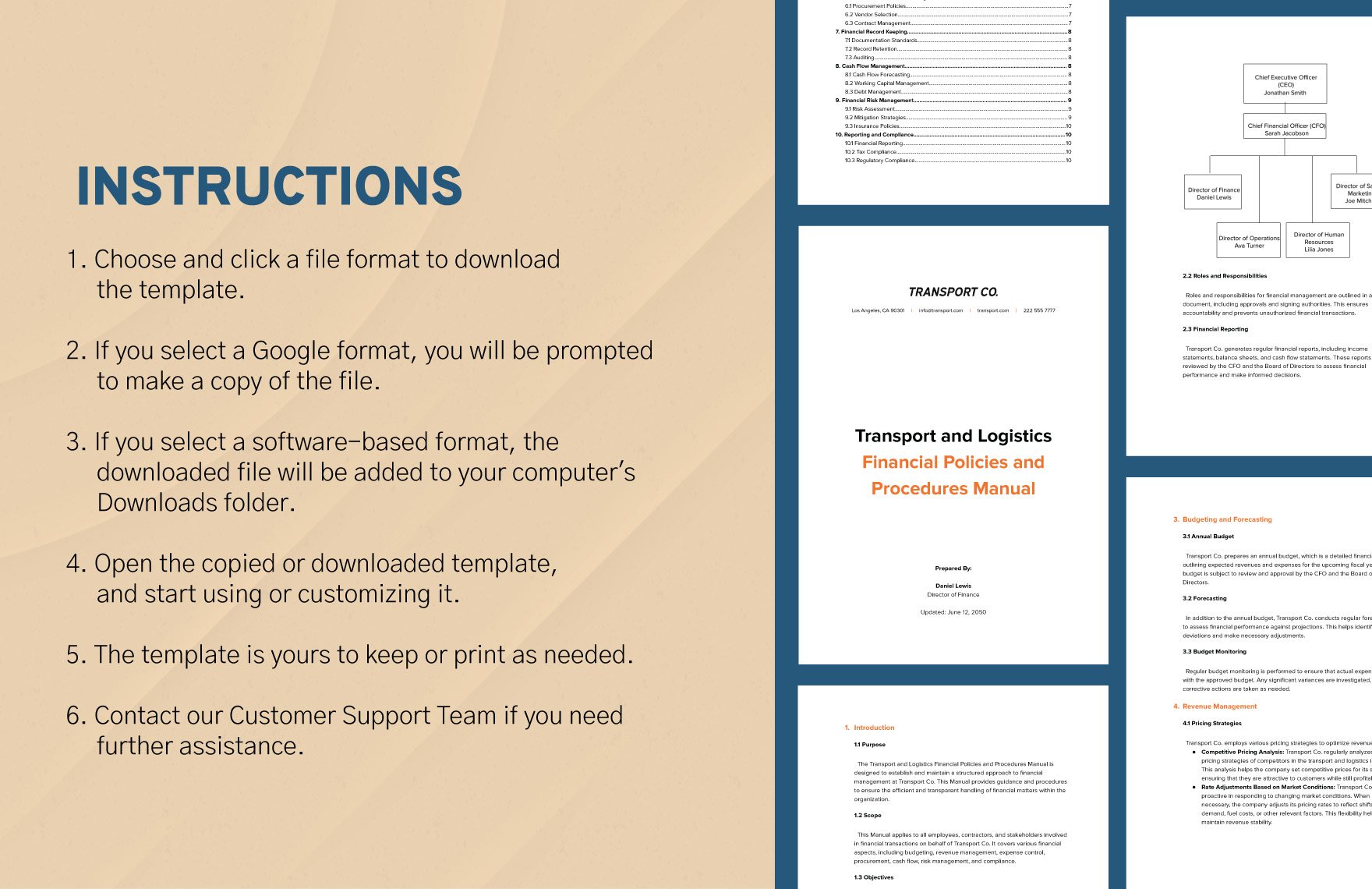 Transport and Logistics Financial Policies and Procedures Manual Template