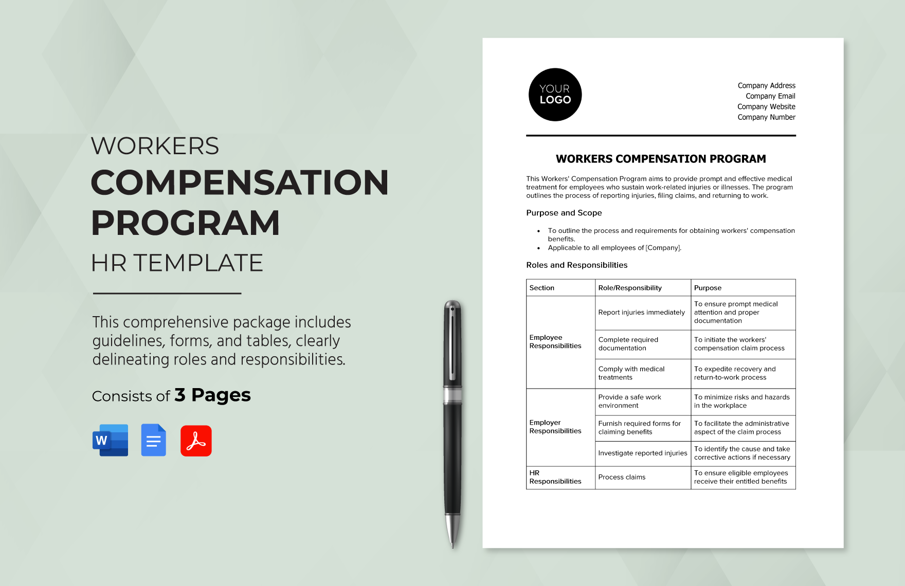 Workers Compensation Program HR Template