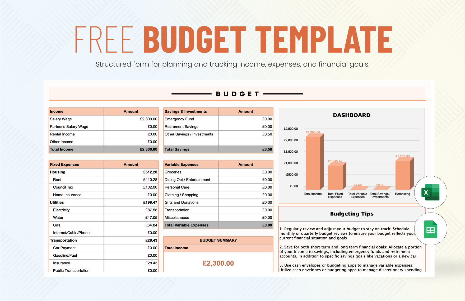 Budget Template in Excel - FREE Download