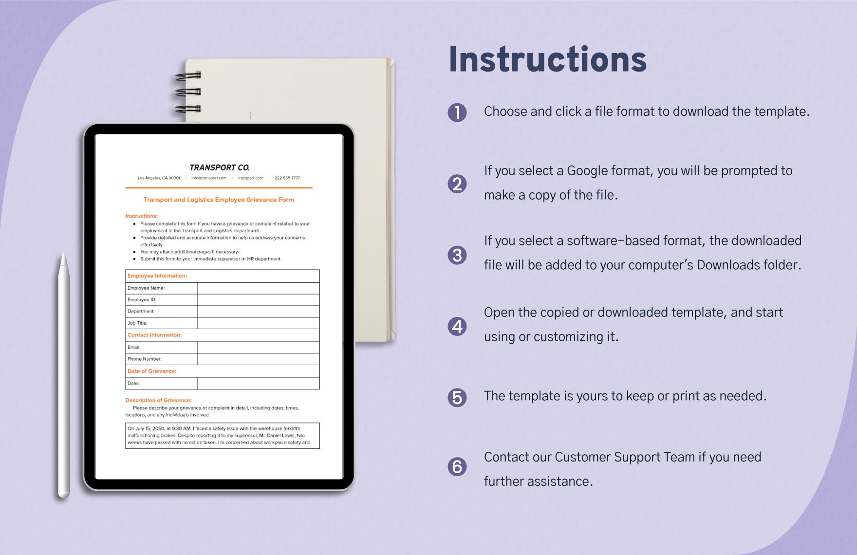 Transport and Logistics Employee Grievance Form Template