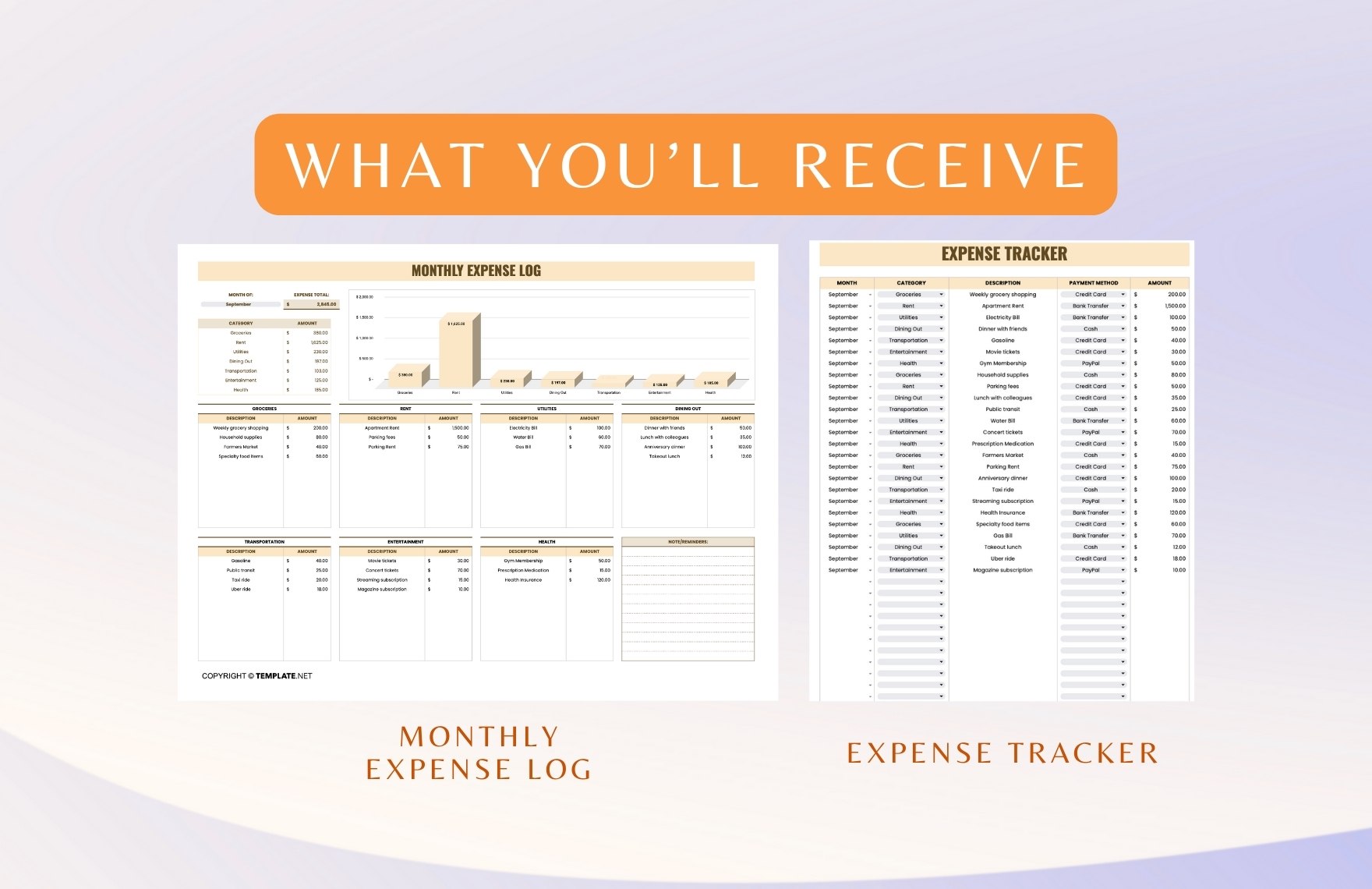 Monthly Expense Log Template