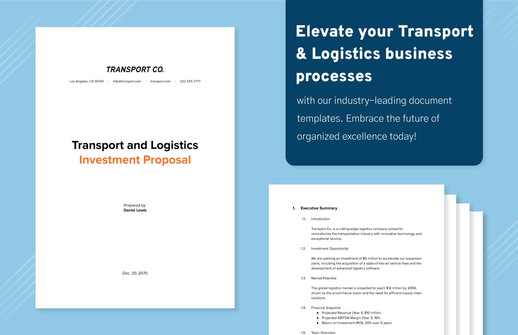 Transport and Logistics Investment Proposal Template