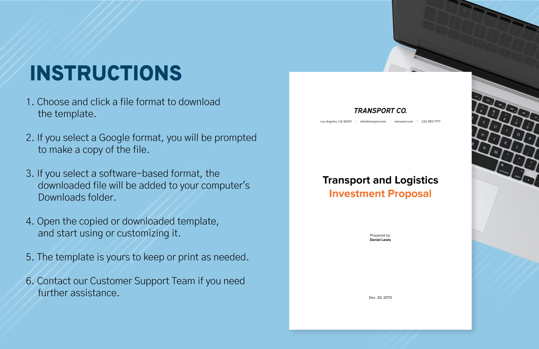 Transport and Logistics Investment Proposal Template