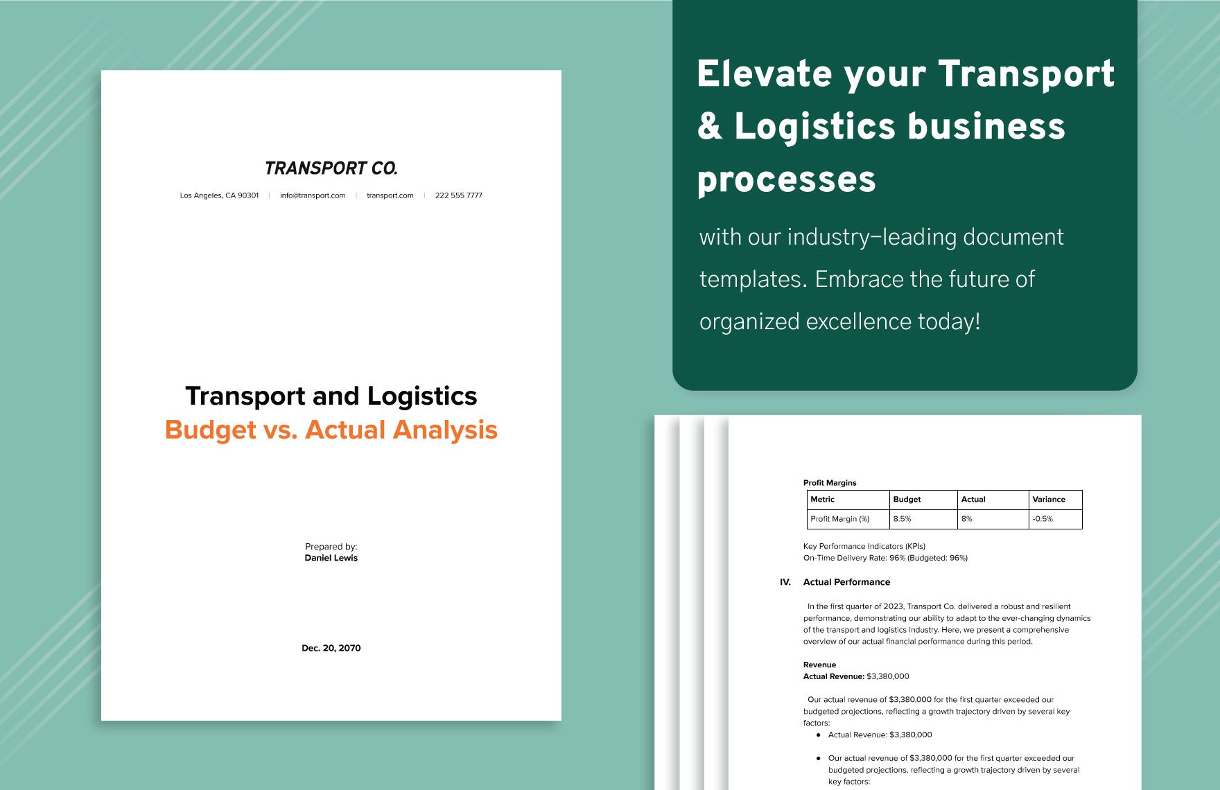 Transport and Logistics Budget vs. Actual Analysis Template