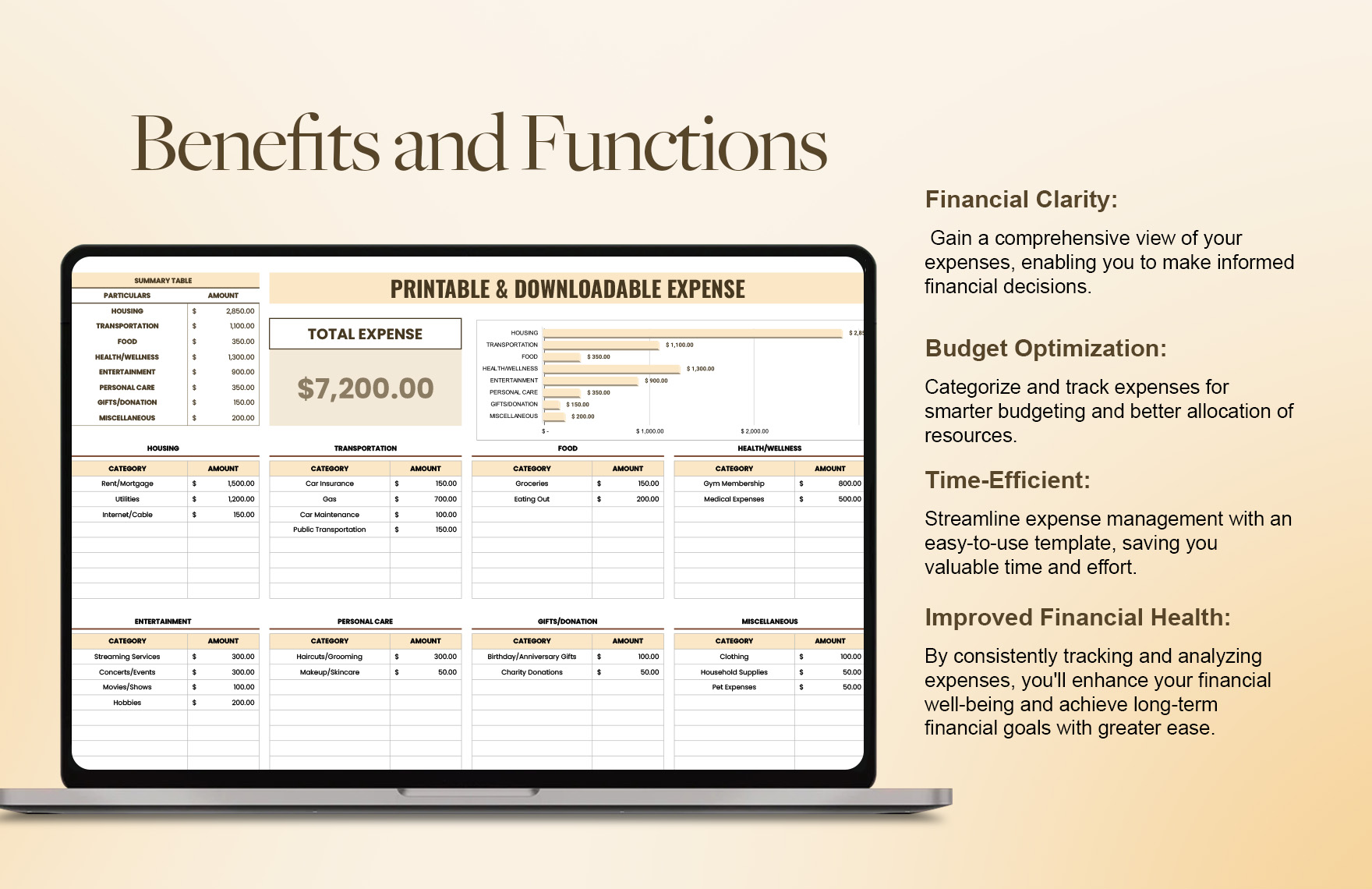 Printable & Downloadable Expense Template