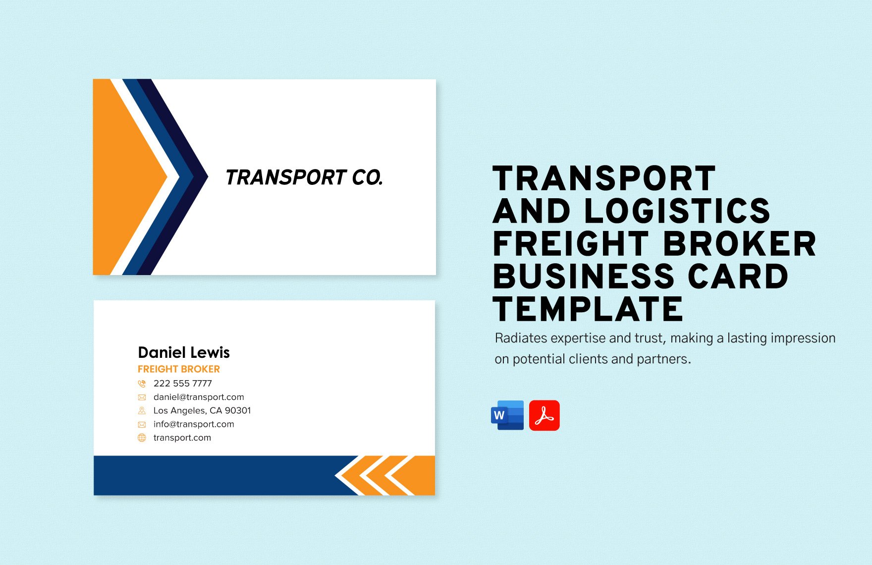 Transport and Logistics Freight Broker Business Card Design Template